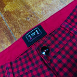 RED CHECKERED CUT-OFF SHORTS