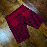 RED CHECKERED CUT-OFF SHORTS